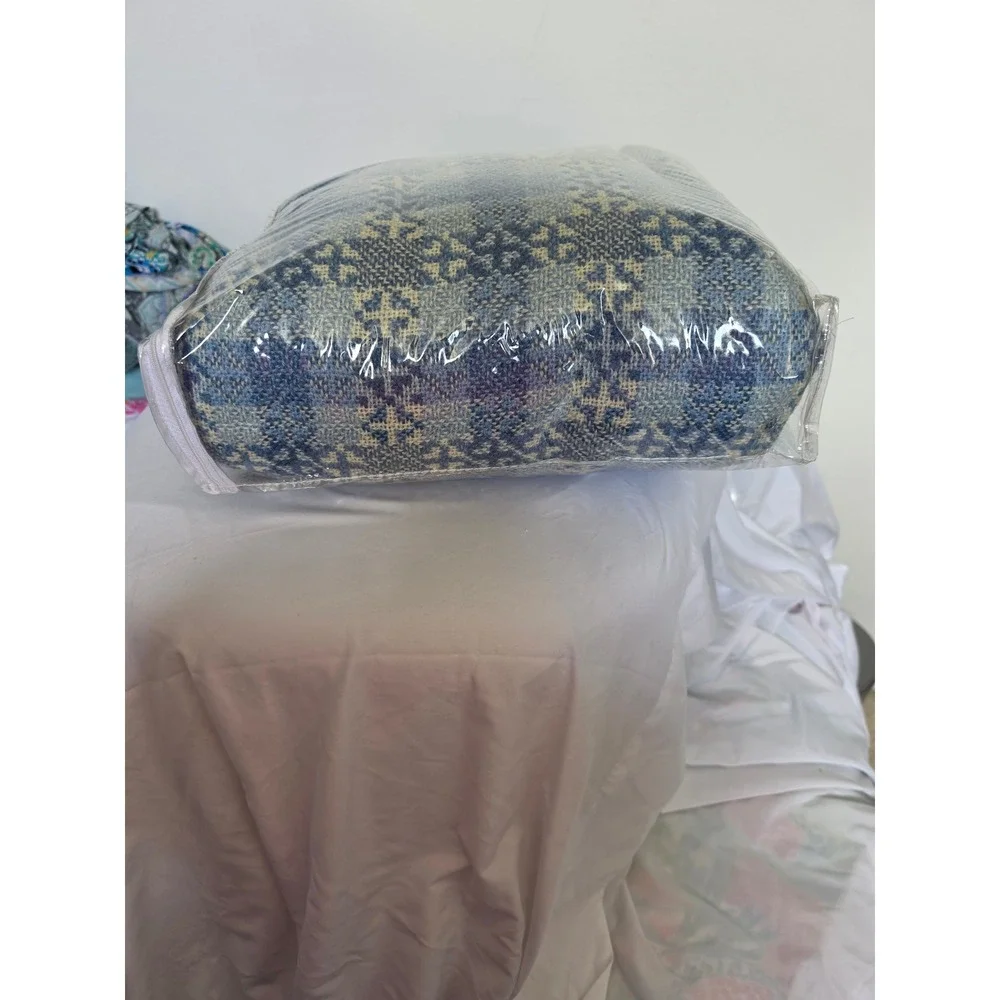 Vintage Brahms Mount Queen Blue Cream Wool Coverlet Made in Maine USA Galaxy - Picture 8 of 8